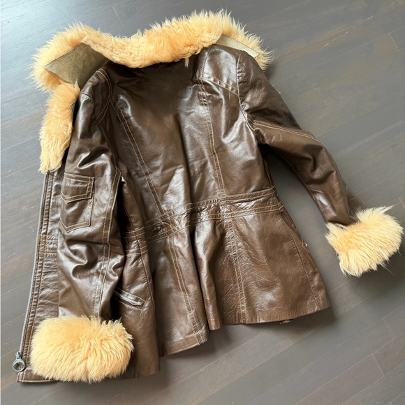 70s leather jacket with fur size medium - Picture 11 of 11